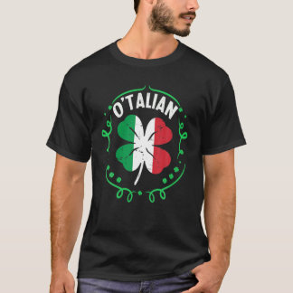 Camiseta O'talian Italiana Dia de São Patrício Italia Flag 