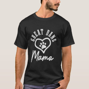Camiseta Ótima Dane Mama Coração Cachorro Grande Pata Mãe