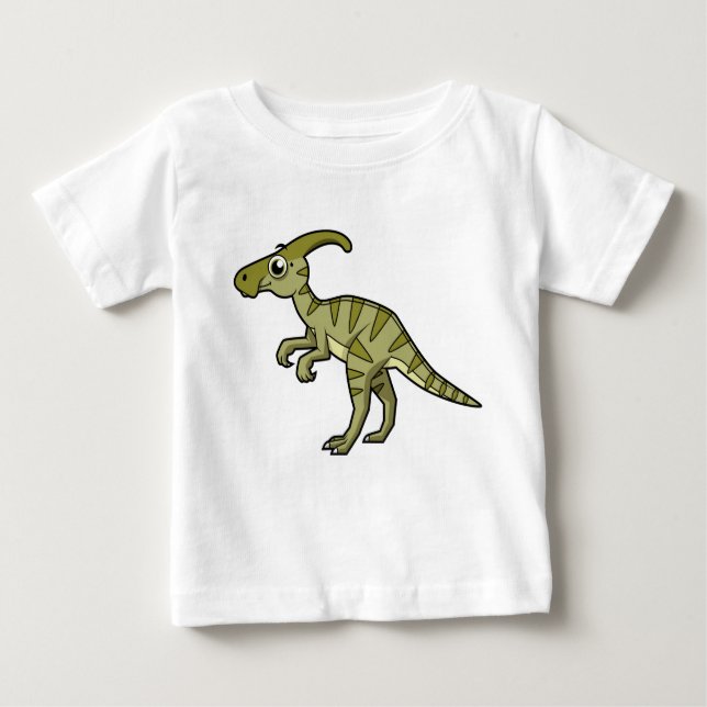 Camiseta Ótima Ilustração De Um Dinossauro Parasaurolofico. (Frente)