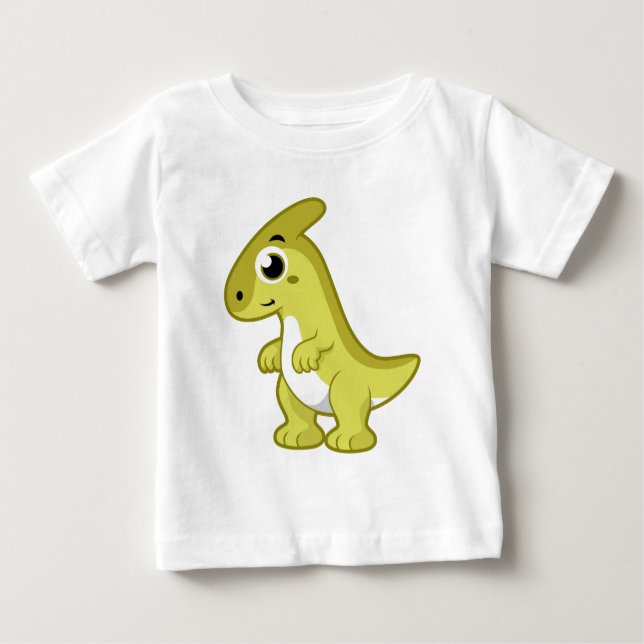 Camiseta Ótima Ilustração De Um Dinossauro Parasaurolofico. (Frente)