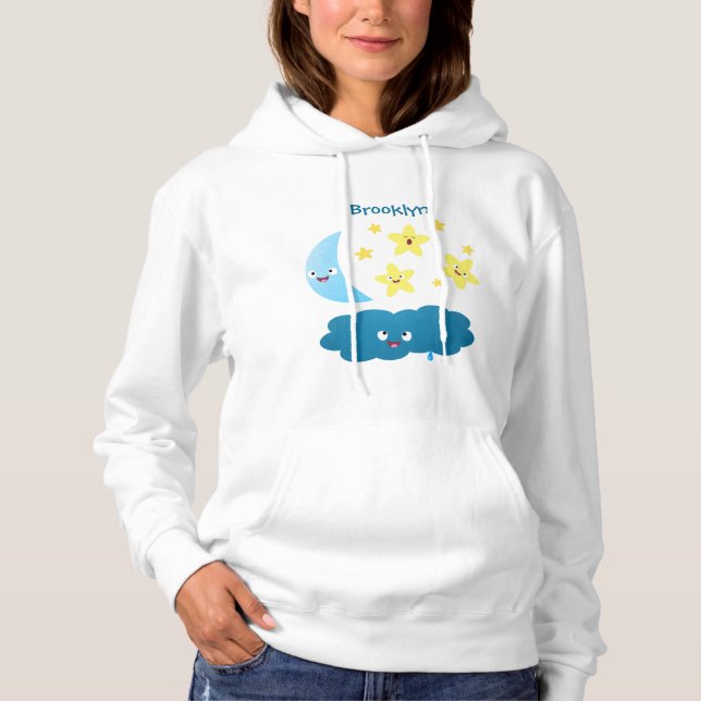 Camiseta Ótimas estrelas cantoras, lua e desenhos em nuvem (Frente)