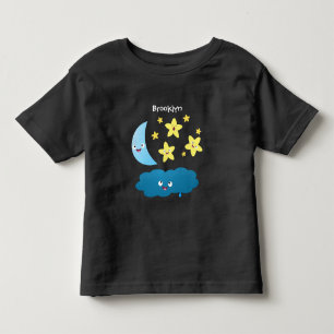 Camiseta Ótimas estrelas cantoras, lua e desenhos em nuvem