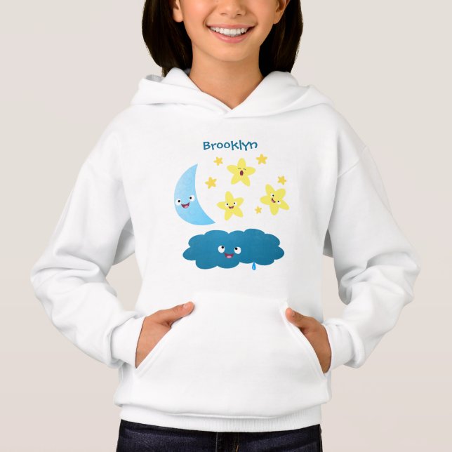 Camiseta Ótimas estrelas cantoras, lua e desenhos em nuvem (Frente)