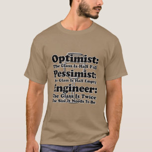 Camiseta Otimista: O Vidro É Pessimista De Meio Cheio: O Gl
