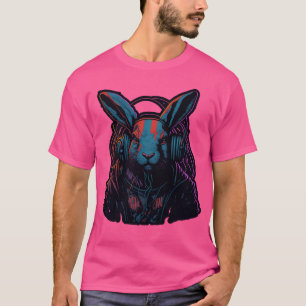 Camiseta Ótimo Design de Coelho Raper Engraçado Cores Vibra