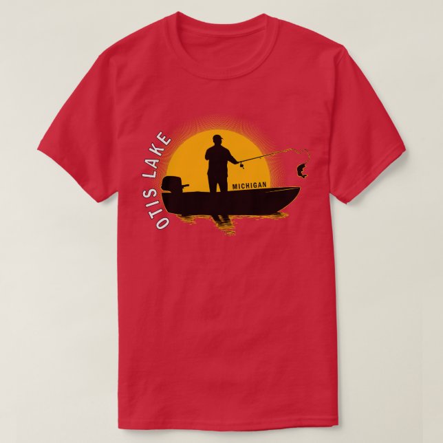 Camiseta Otis Lake Fisheries Michigan Sunrise (Frente do Design)