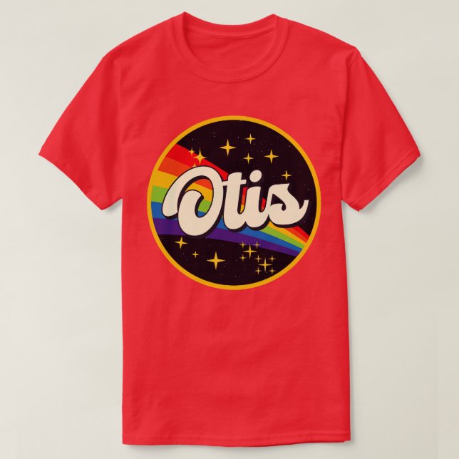 Camiseta Otis Rainbow No Estilo De Vintagem Espacial (Frente do Design)