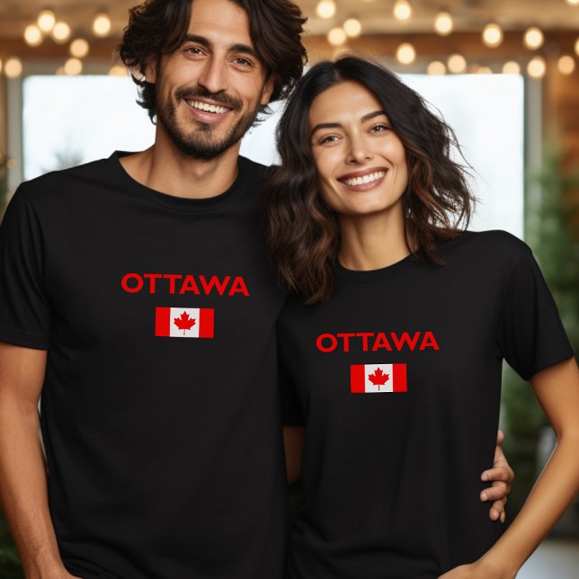 Camiseta Ottawa Canadá Flag Dark Color (Criador carregado)