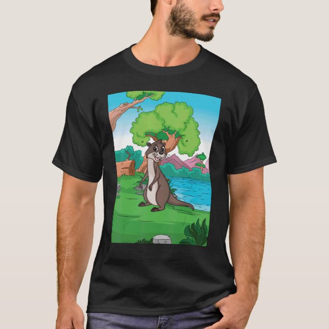 Camiseta Otter By Lake Procurando Peixe (Frente)