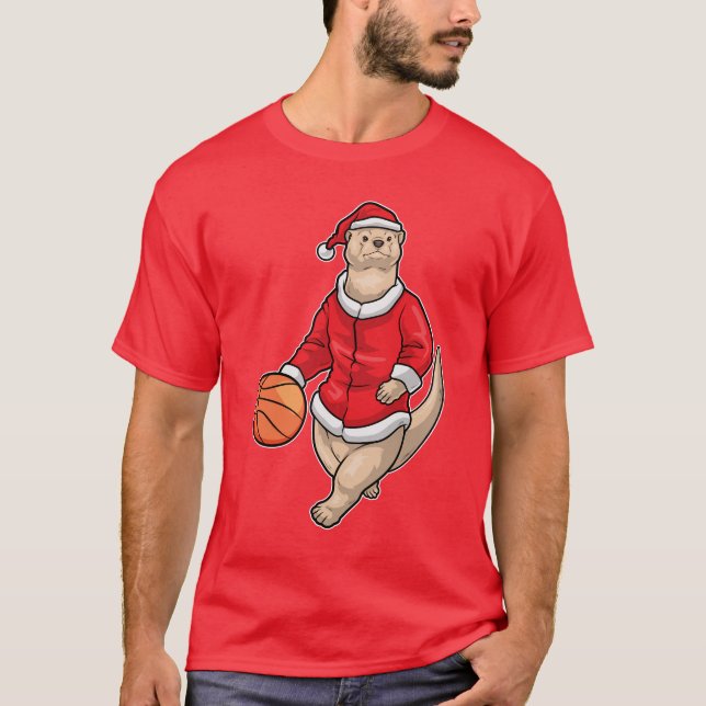 Camiseta Otter Christmas Basketball (Frente)