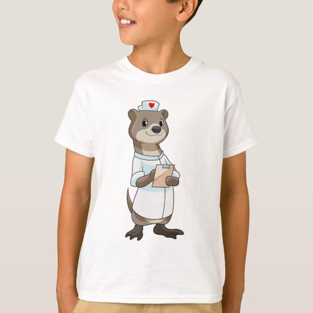 Camiseta Otter como Enfermeira com Coração (Frente)