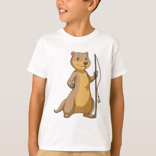 Camiseta Otter como pescador com barra de pesca