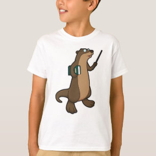 Camiseta Otter como Professora com Livro e Ponteiro