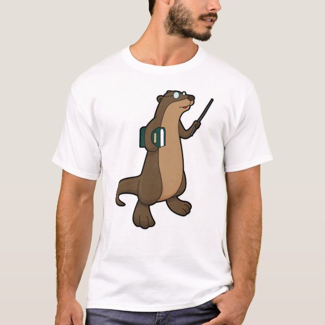 Camiseta Otter como Professora com Livro e Ponteiro (Frente)