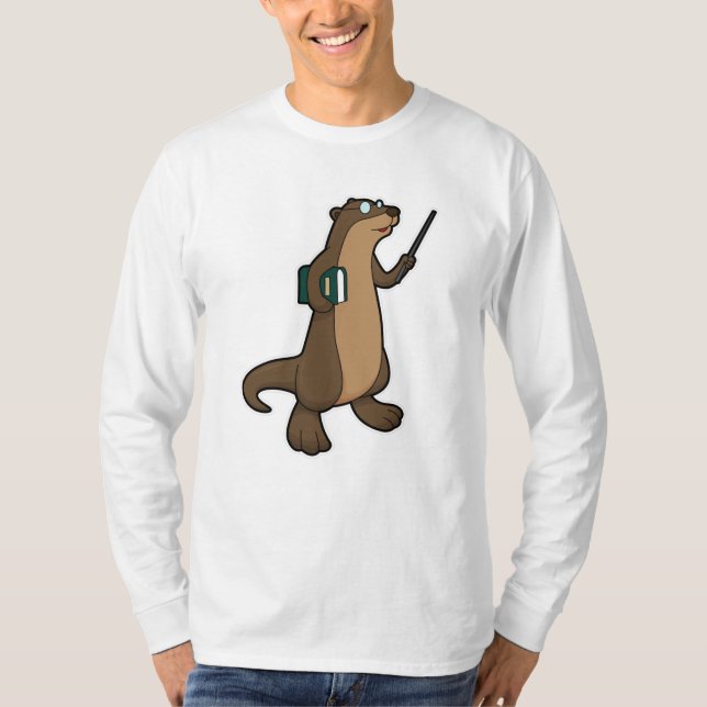 Camiseta Otter como Professora com Livro e Ponteiro (Frente)