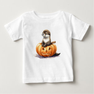 Camiseta Otter de Halloween de Aquarela Adorável