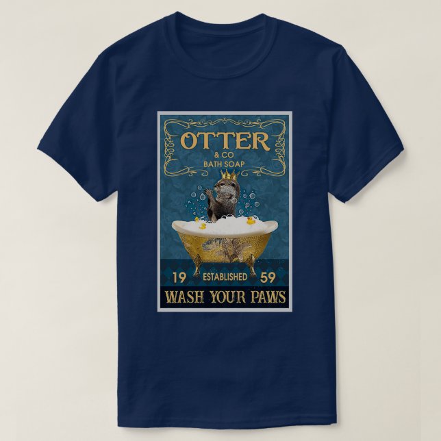 Camiseta Otter E Co Bath Soap Lave Suas Pistas (Frente do Design)