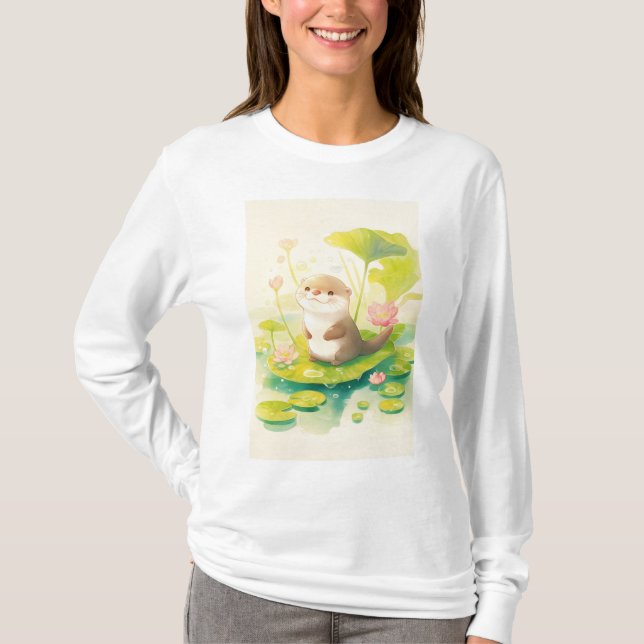 Camiseta Otter em um Lily Pad (Frente)