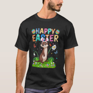 Camiseta Otter Feliz Caça ao Ovo de Páscoa Orelha de Coelho