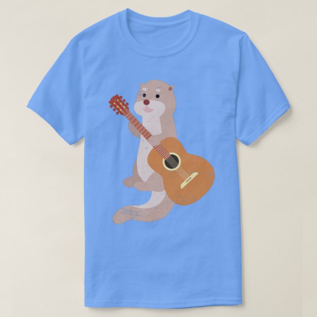 Camiseta Otter Guitarista de Música Animal Lover (Frente do Design)