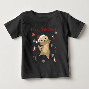 Camiseta Otter Natal Neve Animais de inverno Otter