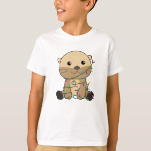 Camiseta Otter Natal Neve Animais de inverno Otter