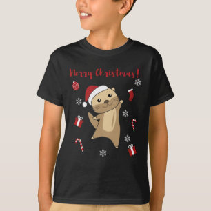 Camiseta Otter Natal Neve Animais de inverno Otter