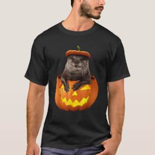 Camiseta Otter Pumpkin Halloween Engraçado Custo do Dia das