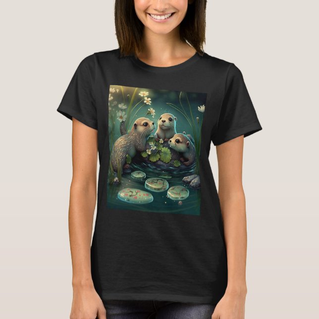 Camiseta Otter Puns Cuecas com Outras Jogando 2 (Frente)