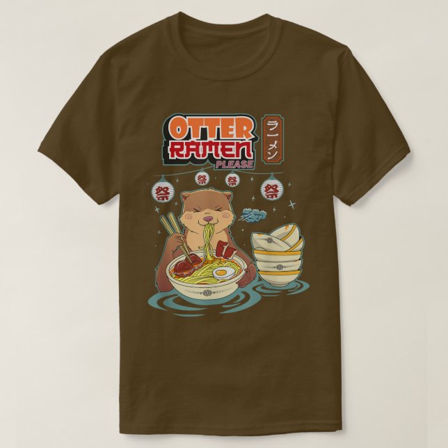 Camiseta Otter ramen, por favor, trocadilho engraçado udon  (Frente do Design)