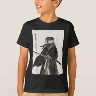Camiseta Otter Samurai Janpanese Vintage Warrior Art Anime