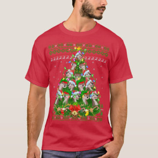 Camiseta Otters Xmas Lighting Tree Papais noeis Otter Ugly 