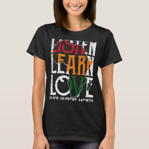 Camiseta Ouça Amor Aprender Professora Africano Negra