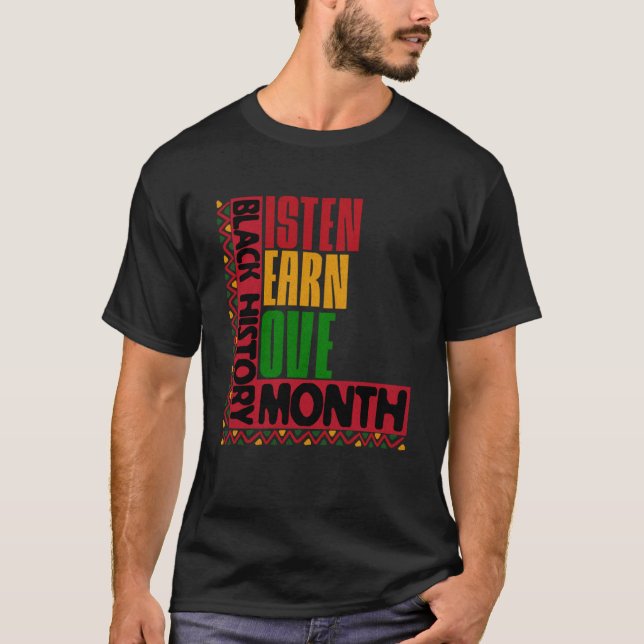 Camiseta Ouça Aprender Amar O Aluno Africano Preto Dele (Frente)