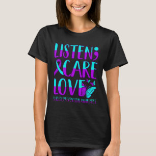 Camiseta Ouça Cuidados Adoram Felizes Awarenes De Prevenção