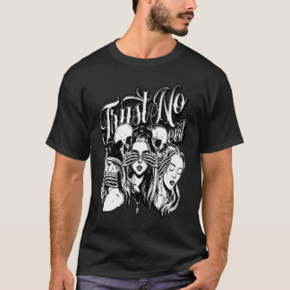 Camiseta Ouça Veja Fale Nenhum Mal Crânios Confie em Nenhum