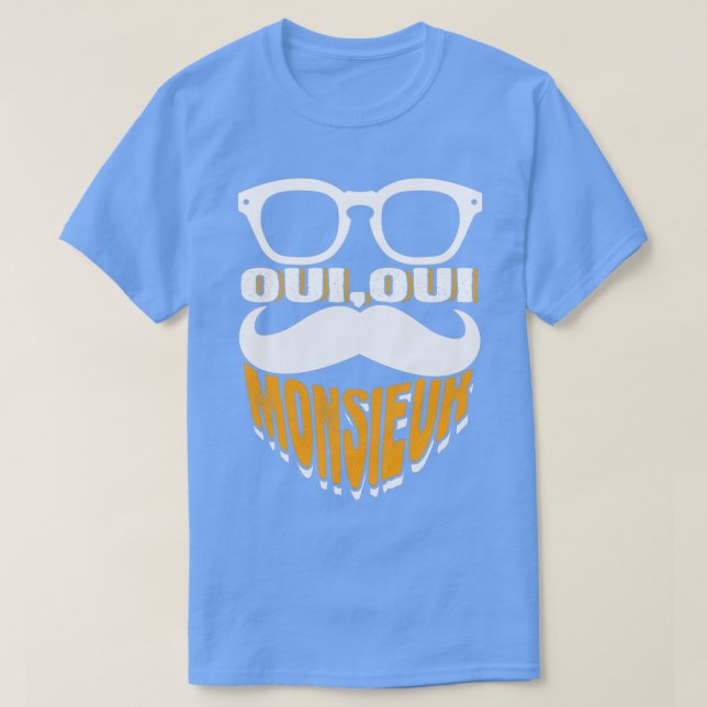 Camiseta Oui Oui Monsieur Mustache Gráfico Francês 1 (Frente do Design)