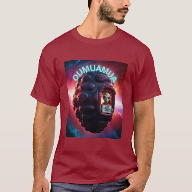 Camiseta oumuamua apenas passando (Frente)