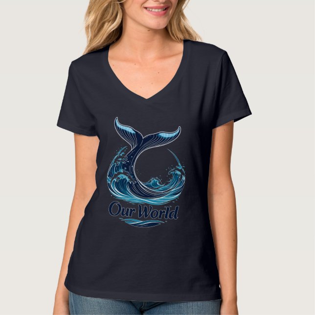 Camiseta Our World Whale Tail Ocean Conservation (Frente)