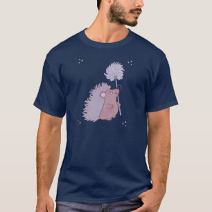 Camiseta Ouriço com Dente-de-Leão   Fofa Arte Popular da Na