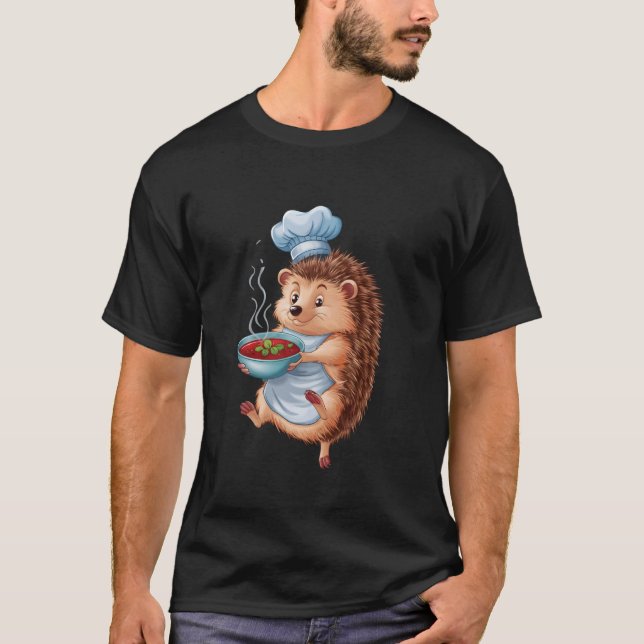 Camiseta ouriço-comum comendo borscht (Frente)