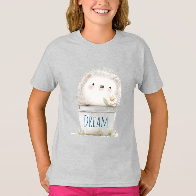 Camiseta ouriço-do-jardim com Flor de Margarida (Frente)