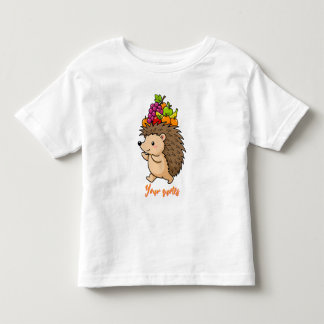 Camiseta ouriço fofo carregando frutas frescas