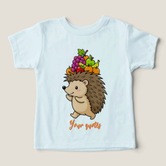 Camiseta ouriço fofo carregando frutas frescas