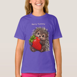 Camiseta ouriço fofo com morango personalizado