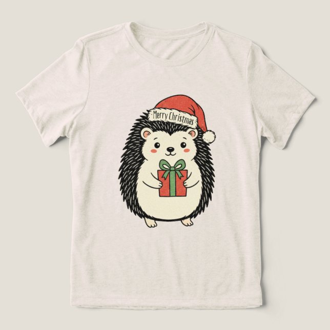 Camiseta Ouriço Fofo Feliz Natal (Design frontal)