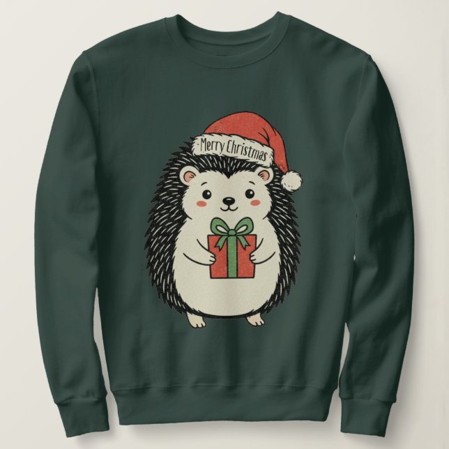 Camiseta Ouriço Fofo Feliz Natal (Frente do Design)