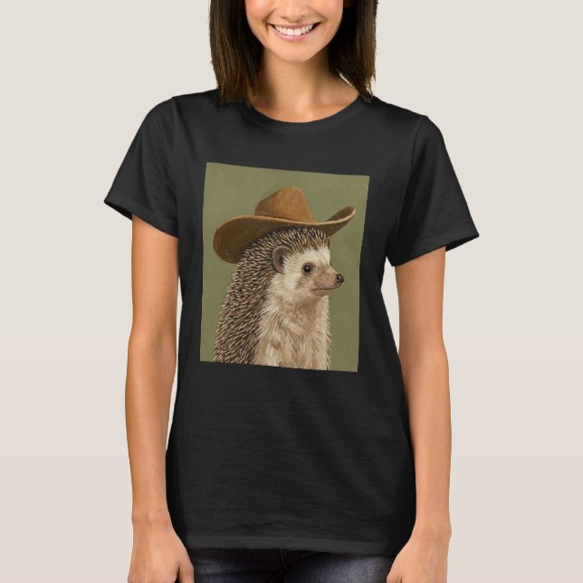 Camiseta ouriço fofo usando chapéu de cowboy (Frente)