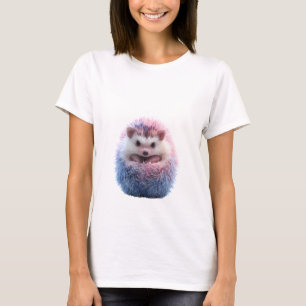 Camiseta ouriço gradiente rosa azul mulher animal fofo