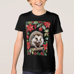 Camiseta Ouriço Natalino Com Poinsettias